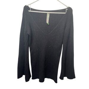 Viridis Luxe Black Ribbed Sweater – Hemp/Wool/Cashmere Blend